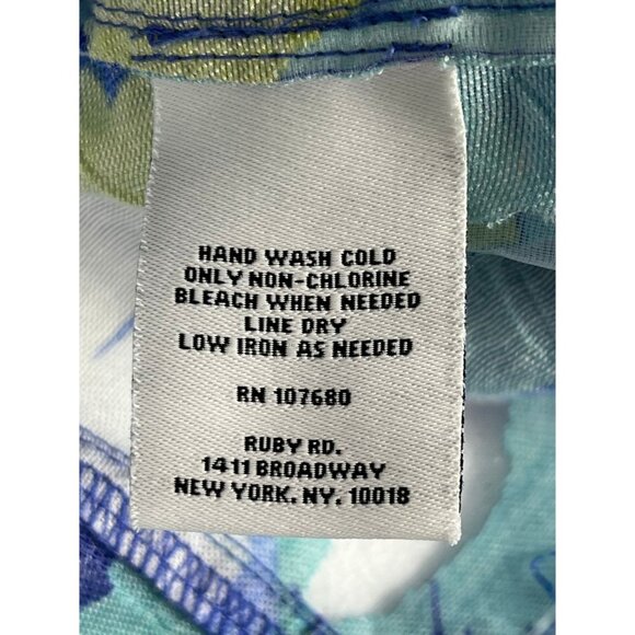 Ruby Rd. Women's Jacket Top Blue White Floral Long Sleeve Button Down Linen Coat - Picture 3 of 4